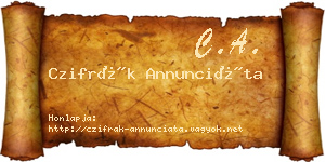 Czifrák Annunciáta névjegykártya